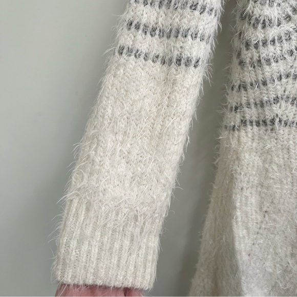 Anthropologie Sleeping on Snow Turtleneck eyelash sweater dress gray cream small - Picture 8 of 11